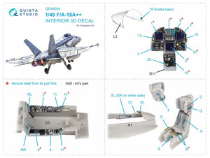 Quinta Studio QD48284 F/A-18A++ 3D-Printed &amp;amp; coloured Interior on decal paper (Hasegawa) 1/48 – immagine 2