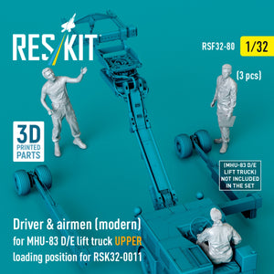 RESKIT RSF32-0080 Driver &amp;amp; airmen (modern) (3 pcs) (MHU-83 D/E lift truck UPPER loading position for RSK32-0011) (3D Printed) 1/32 – zdjęcie 2