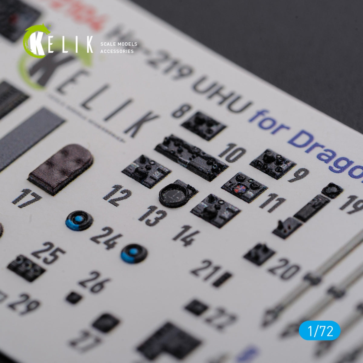 KELIK K72104 HE-219 UHU interior 3D decals for Dragon kit 1/72 – imagen 4