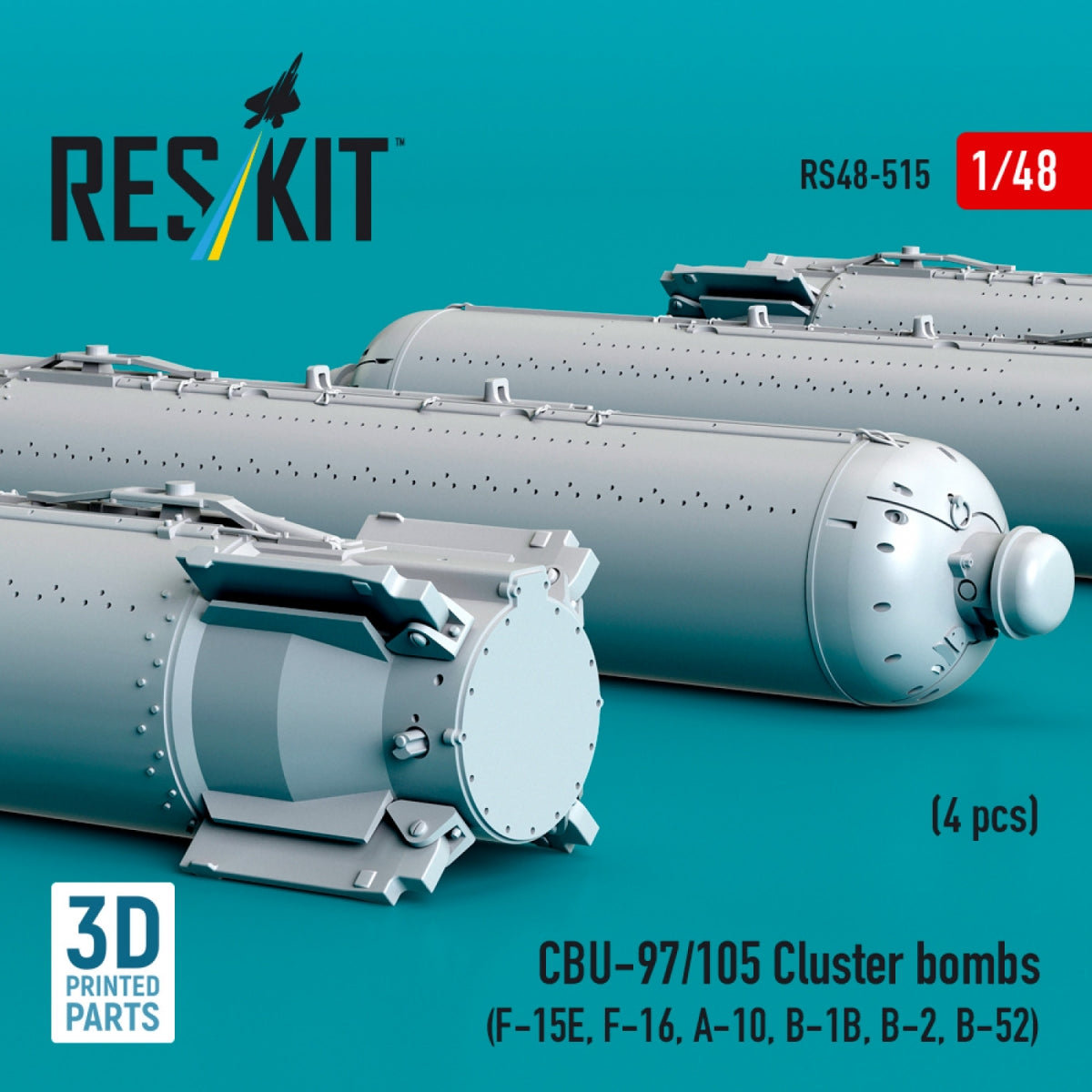 RESKIT RS48-0515 CBU-97/105 cluster bombs (4 pcs) (3D Printed) 1/48 – imagen 3