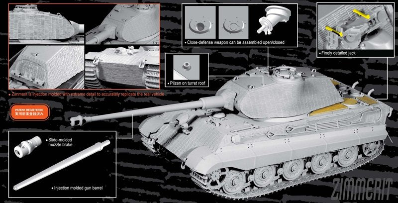 Dragon 6848 Sd.Kfz.182 Kingtiger Porsche Turret w/Zimmerit 1/35 – Bild 4