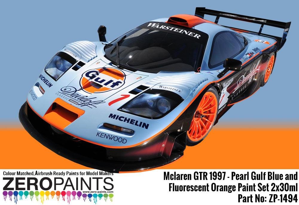 Zero Paints ZP-1494 McLaren F1 GTR 1997 - Coffret de peinture bleu Gulf nacré et orange fluorescent (2 x 30 ml)  – image 2