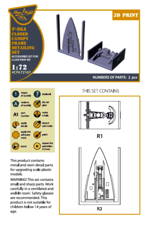 Clear Prop! CPA72167 F-86A Canopy frame detailing set for CP kits 1/72 – imagen 2