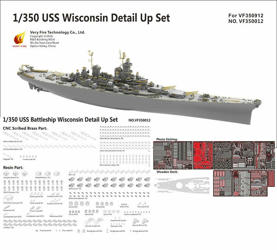 Very Fire VF350012 USS Wisconsin BB-64 Detail Up Set for VF350912 1/350 – imagen 2