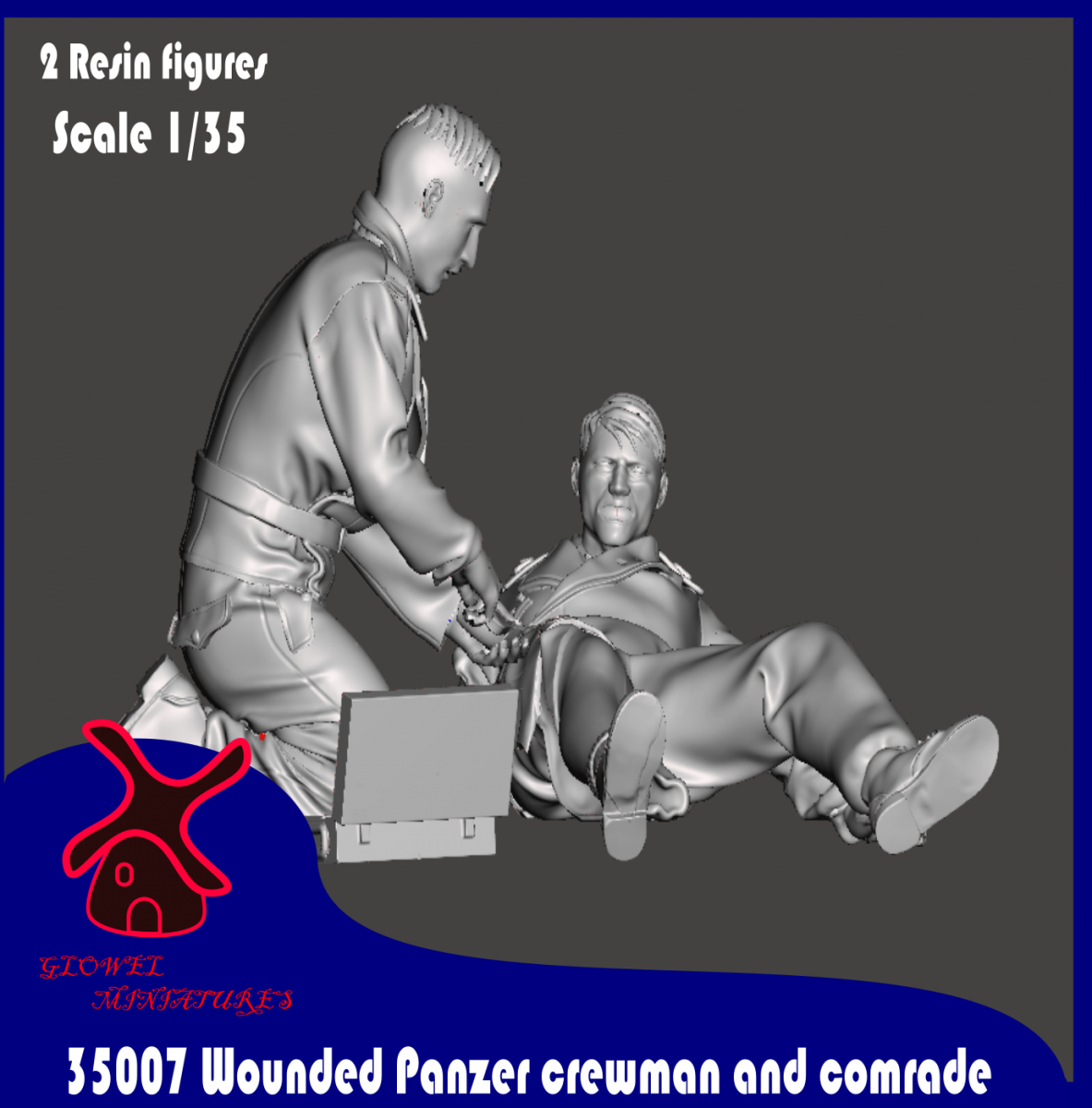 Glowel Miniatures 35007 Wounded panzer crewman and commrade 1/35