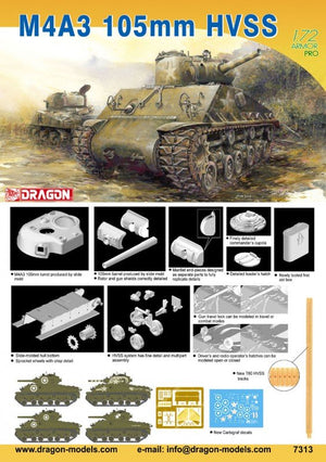 Dragon 7313 Sherman tank M4A3 105mm HVSS 1/72 – imagen 2