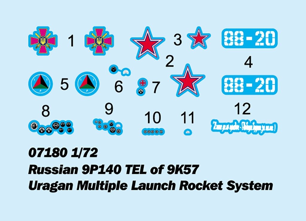 Trumpeter 07180 Russian 9P140 TEL of 9K57 Uragan Multiple Launch Rocket System 1/72 – image 3