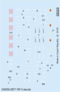 Eduard D48059 F6F-5 stencils 1/48 EDUARD