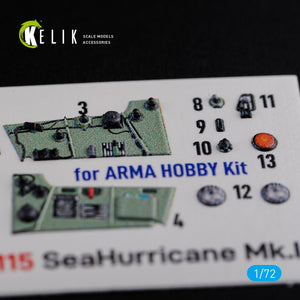 KELIK K72115 Sea Hurricane Mk I interior 3D decals for Arma Hobby kit 1/72 – imagen 5