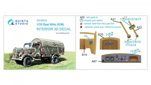 Quinta Studio QD35034 Opel Blitz 3D-Printed &amp;amp; coloured Interior on decal paper (ICM) 1/35 – imagen 5