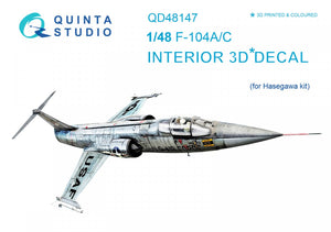 Quinta Studio QD48147 F-104A/C 3D-Printed &amp;amp; coloured Interior on decal paper (for Hasegawa kit) 1/48