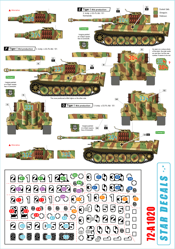 Star Decals 72-A1020 Western Front Tigers # 2 1/72 – Bild 2