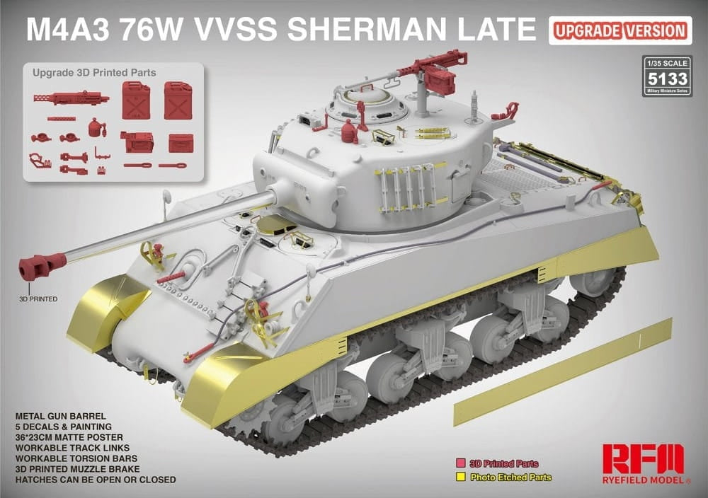 Rye Field Model 5133 M4A3 76W VVSS Sherman Late Upgrade Version 1/35 – imagen 2