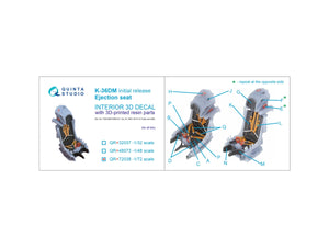 Quinta Studio QR+72038 K-36DM (initial release) ejection seat (for Su-17M3/M4/UM3/22, Su-24, MiG-29 9-12 Early aircraft) (All kits) 1/72 – zdjęcie 6