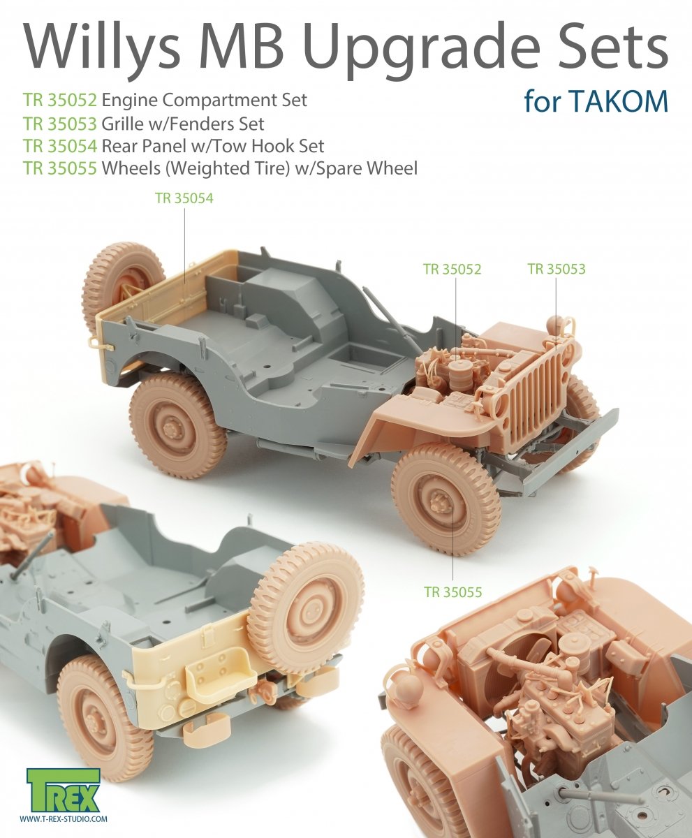 T-Rex Studio TR35054 Willys MB Rear Panel w/Tow Hook Set for TAKOM 1/35 – imagen 2