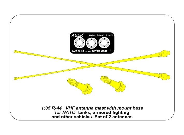 Aber R-44 Zestaw 2 anten VHF pojazdów NATO / Set of 2 NATO antennas with mount bases 1/35 – immagine 14