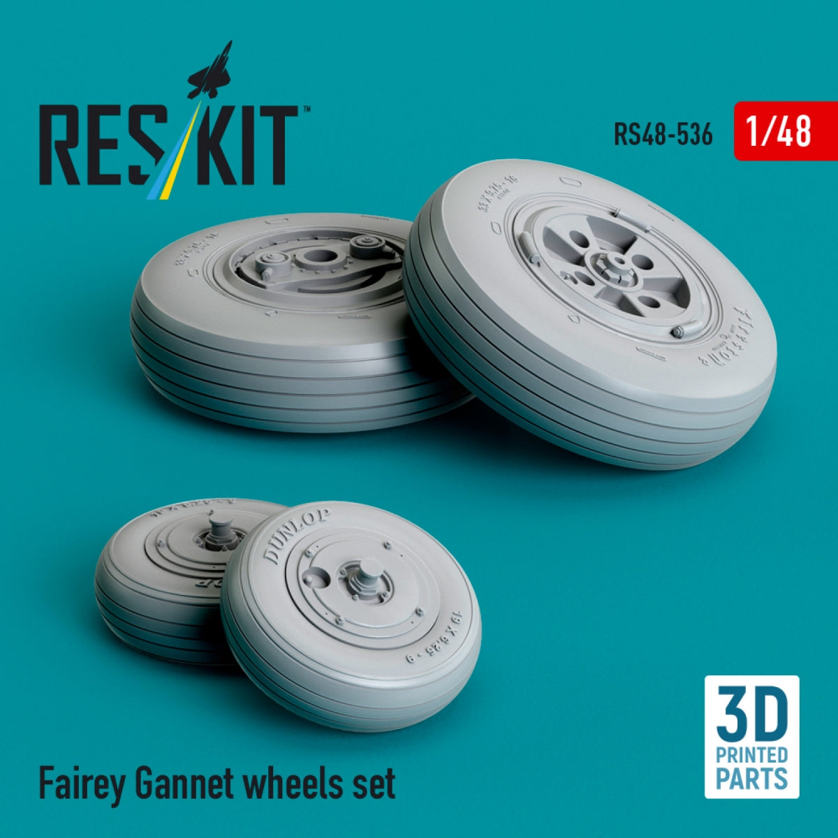 RESKIT RS48-0536 Jeu de roues Fairey Gannet (Imprimé en 3D) 1/48