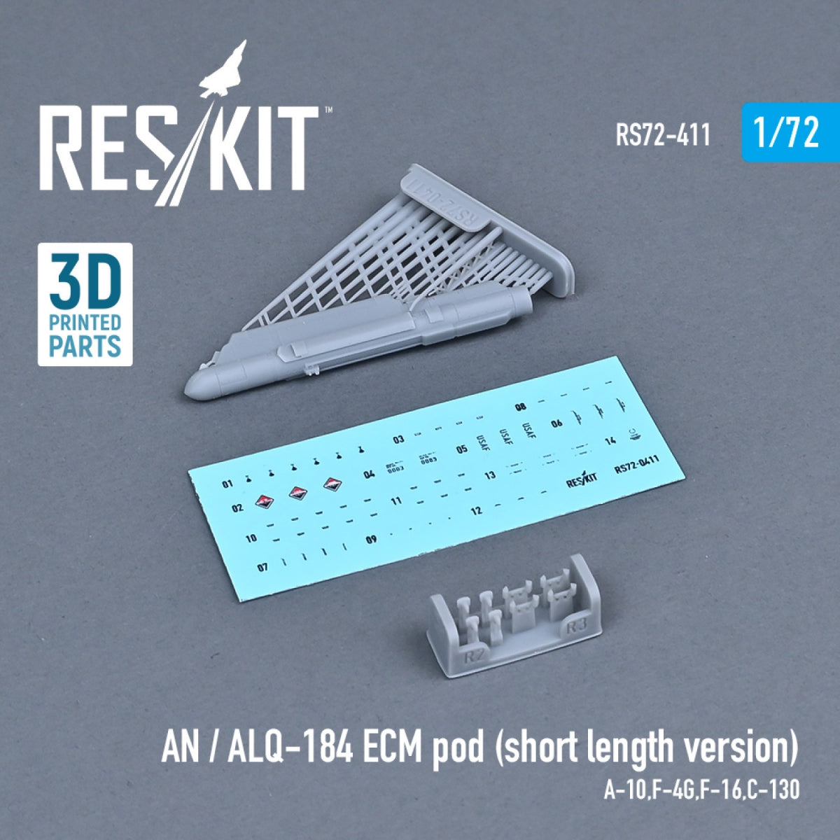 RESKIT RS72-0411 AN / ALQ-184 ECM POD (SHORT LENGTH VERSION) (3D PRINTED) 1/72 – zdjęcie 2