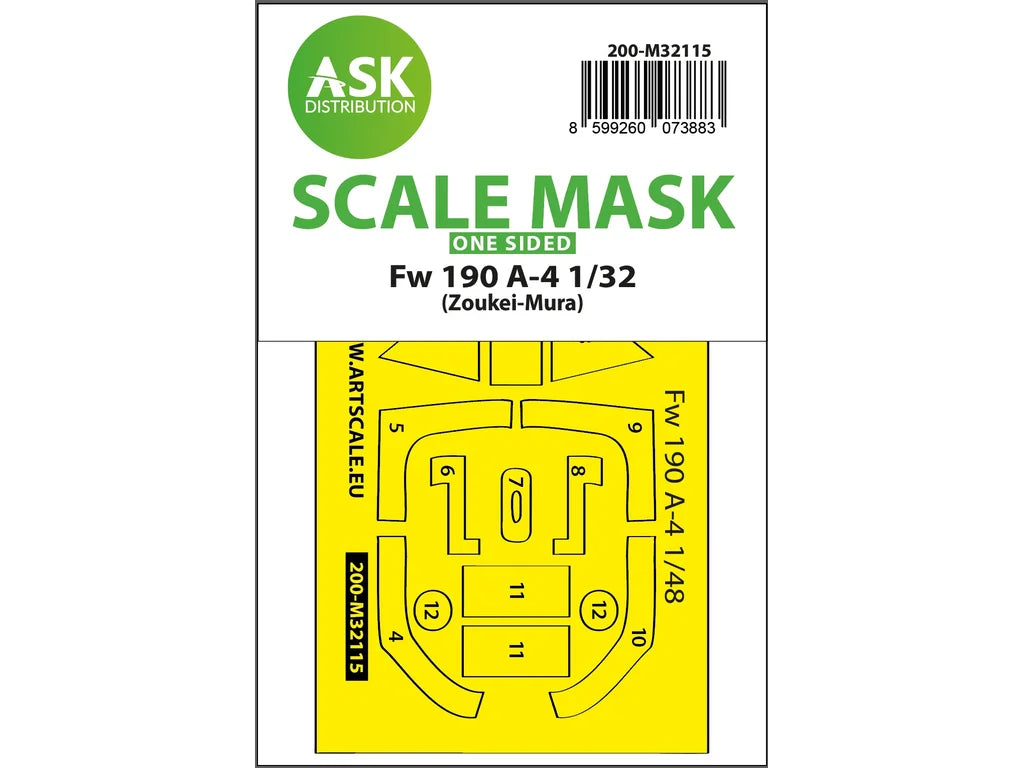Art Scale Kit M32115 Fw 190A-4 One-Sided Express Fit Mask for Zoukei-Mura 1/32