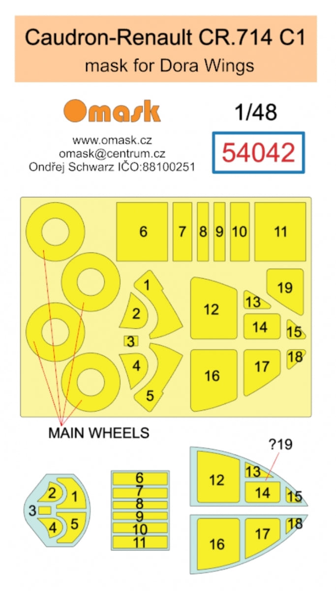 Omask 54042 Caudron-Renault CR.714 mask C1 (for Dora Wings) 1/48 – imagen 2