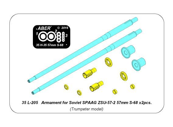Aber 35L-205 Armament for Soviet SPAAG ZSU-57-2 57mm S-68 x2pcs. 1/35 – imagen 8