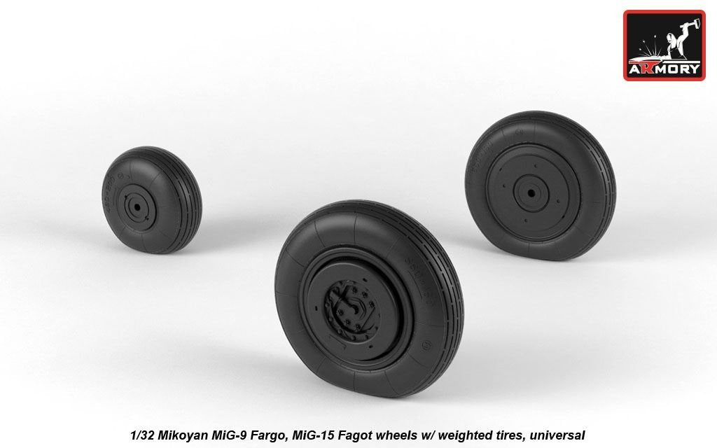 Armory Models AW32014 Mikoyan MiG-15bis Fagot (late) / MiG-17 Fresco wheels w/ weighted tires 1/32 – immagine 2