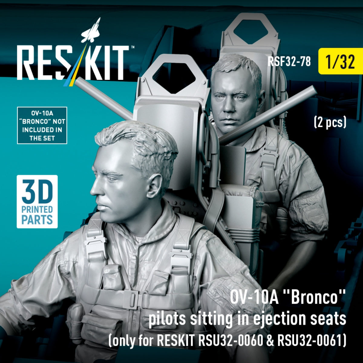 RESKIT RSF32-0078 OV-10A &amp;quot;Bronco&amp;quot; pilots sitting in ejection seats (2 pcs) (only for RESKIT RSU32-0060 &amp;amp; RSU32-0061) (3D Printed) 1/32 – zdjęcie 4