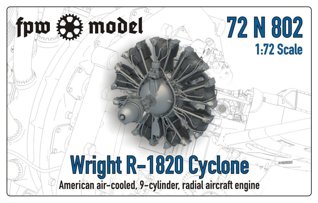 Maquette FPW 72N802 Wright R-1820 Cyclone (Complète) 1/72