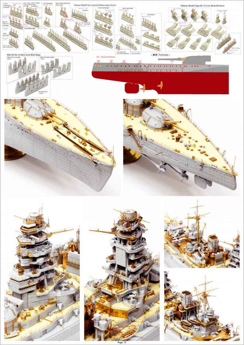Pontos 35029F1 IJN NAGATO 1941 Detail Up Set 1/350 – imagen 9