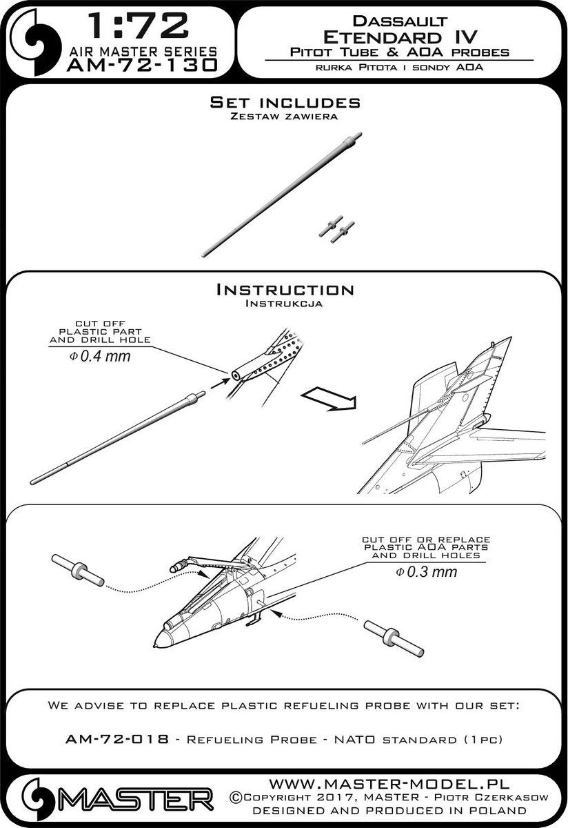Master AM-72-130 Dessault Etendard IV Tube de Pitot et sondes AOA (1/72) – image 3