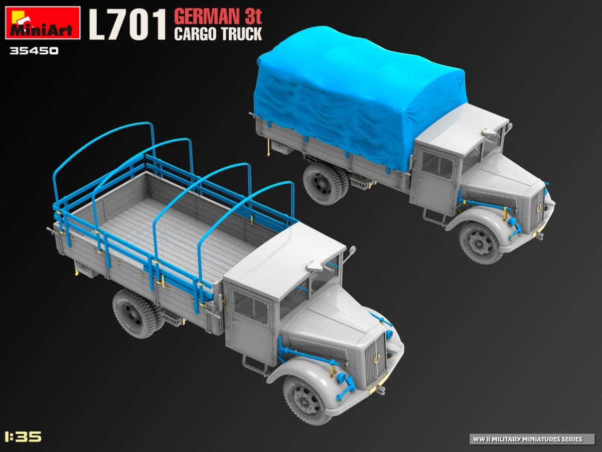 Miniart 35450 L701 GERMAN 3T CARGO TRUCK 1/35 – imagen 9