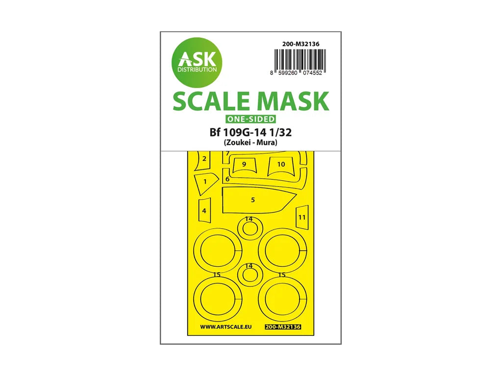 Art Scale Kit M32136 Bf 109 G-14 One-Sided Express Fit and Self Adhesive Mask for SWS Zoukei-Mura 1/32