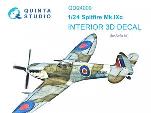Quinta Studio QD24009 Spitfire Mk.IXc 3D-Printed &amp;amp; colored Interior on decal paper (Airfix) 1/24