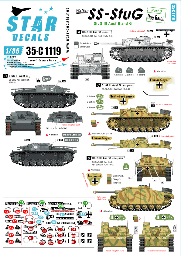 Star Decals 35-C1119 SS - StuG #3. Das Reich 1/35