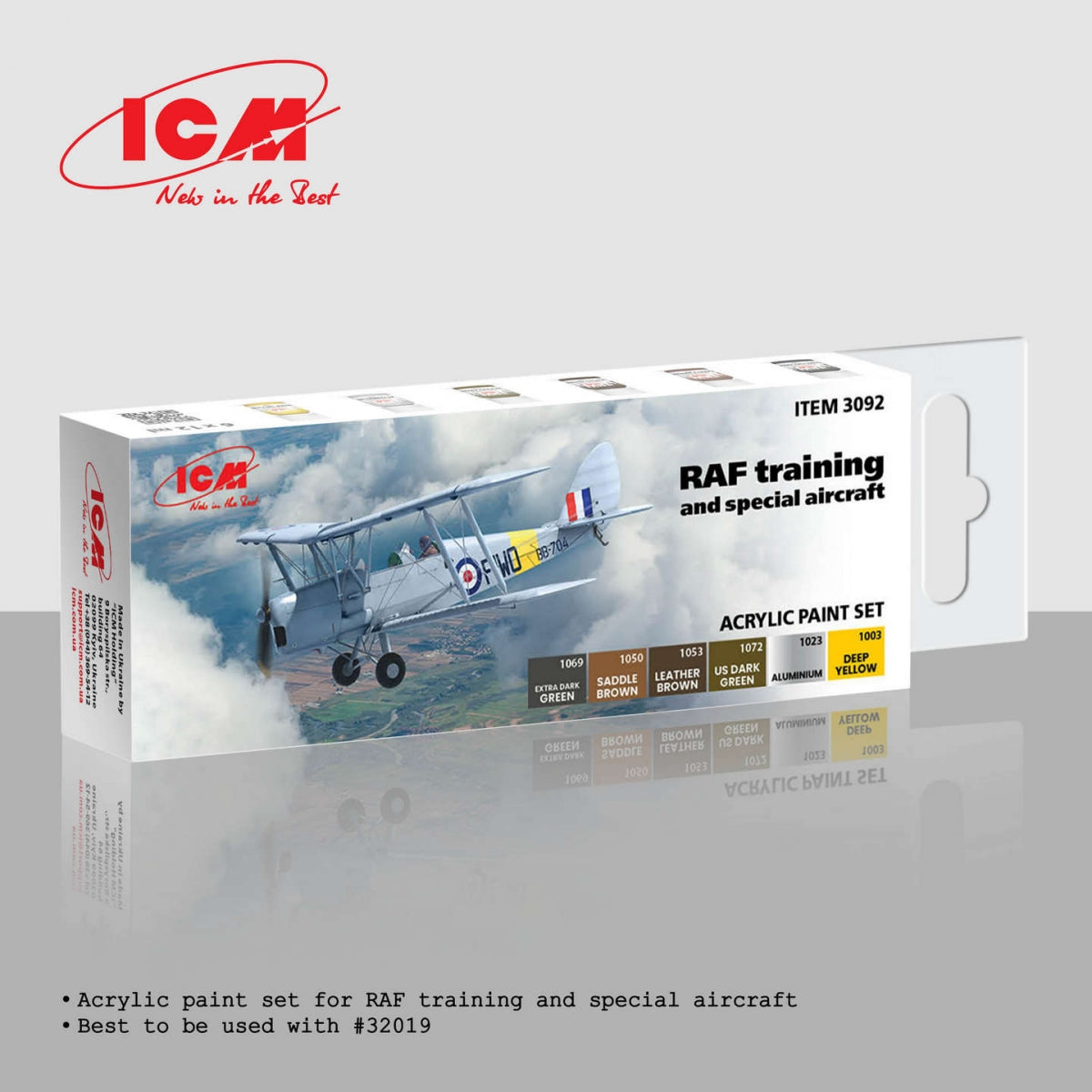 ICM 3092 Acrylic Paints Set for RAF Training and Special Aircraft 12ml x 6