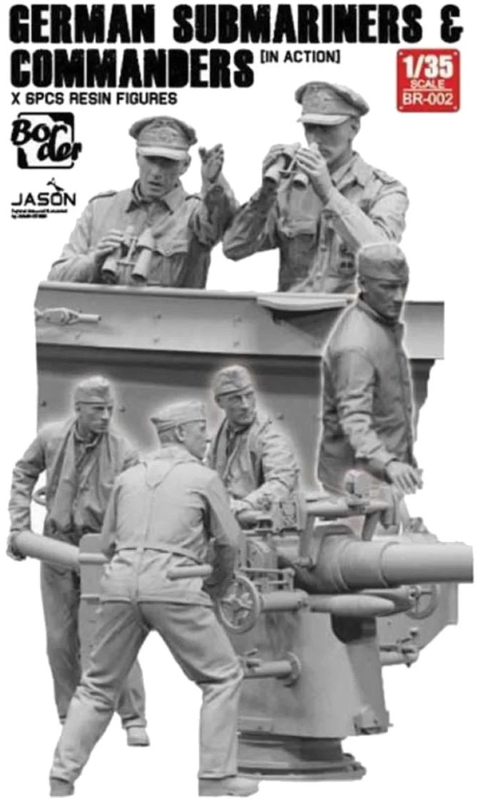 Border Model BR-002 Sous-mariniers et commandants allemands (en action), figurines en résine, 6 pièces, échelle 1/35