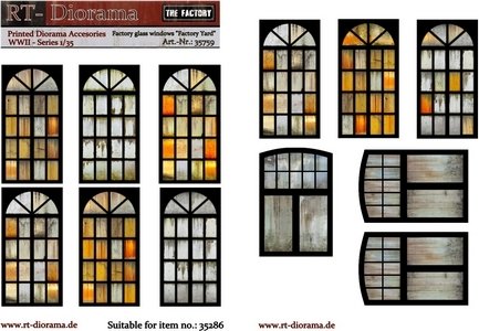 RT-Diorama 35759 Printed Accessories: Factory glass windows &amp;quot;Factory Yard&amp;quot; 1/35
