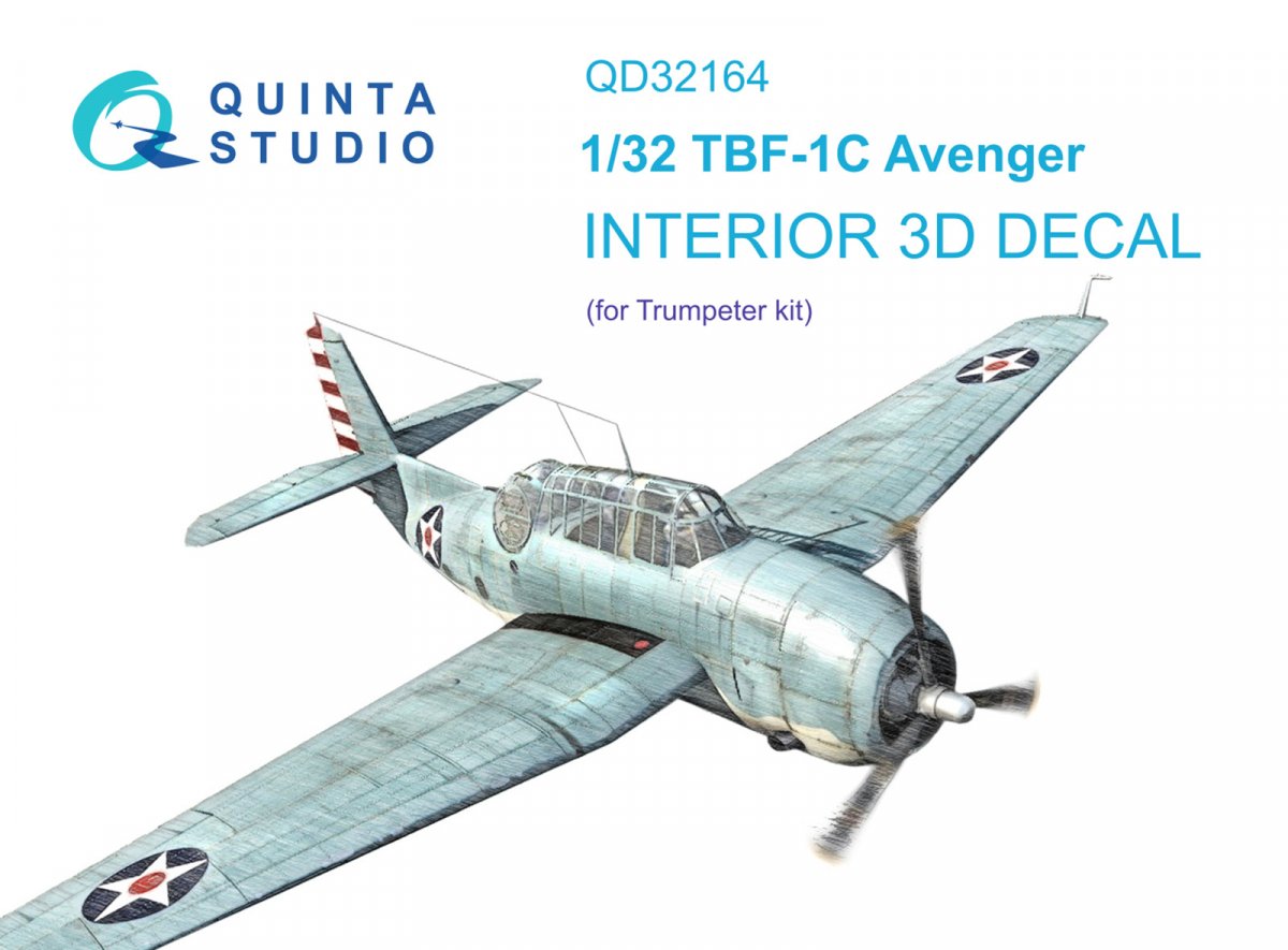 Quinta Studio QD32164 TBF-1C Avenger 3D-Printed &amp;amp; coloured Interior on decal paper (Trumpeter) 1/32