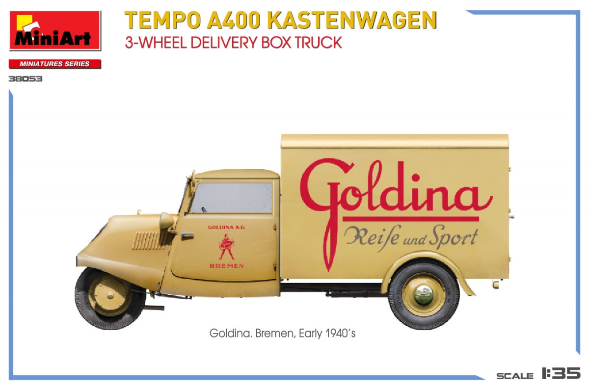 MiniArt 38053 TEMPO A400 KASTENWAGEN 3-WHEEL DELIVERY BOX TRUCK 1/35 – Bild 7