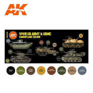 AK Interactive AK11668 3G WWII US ARMY AND USMC CAMOUFLAGE COLORS 8x17 ml – immagine 2