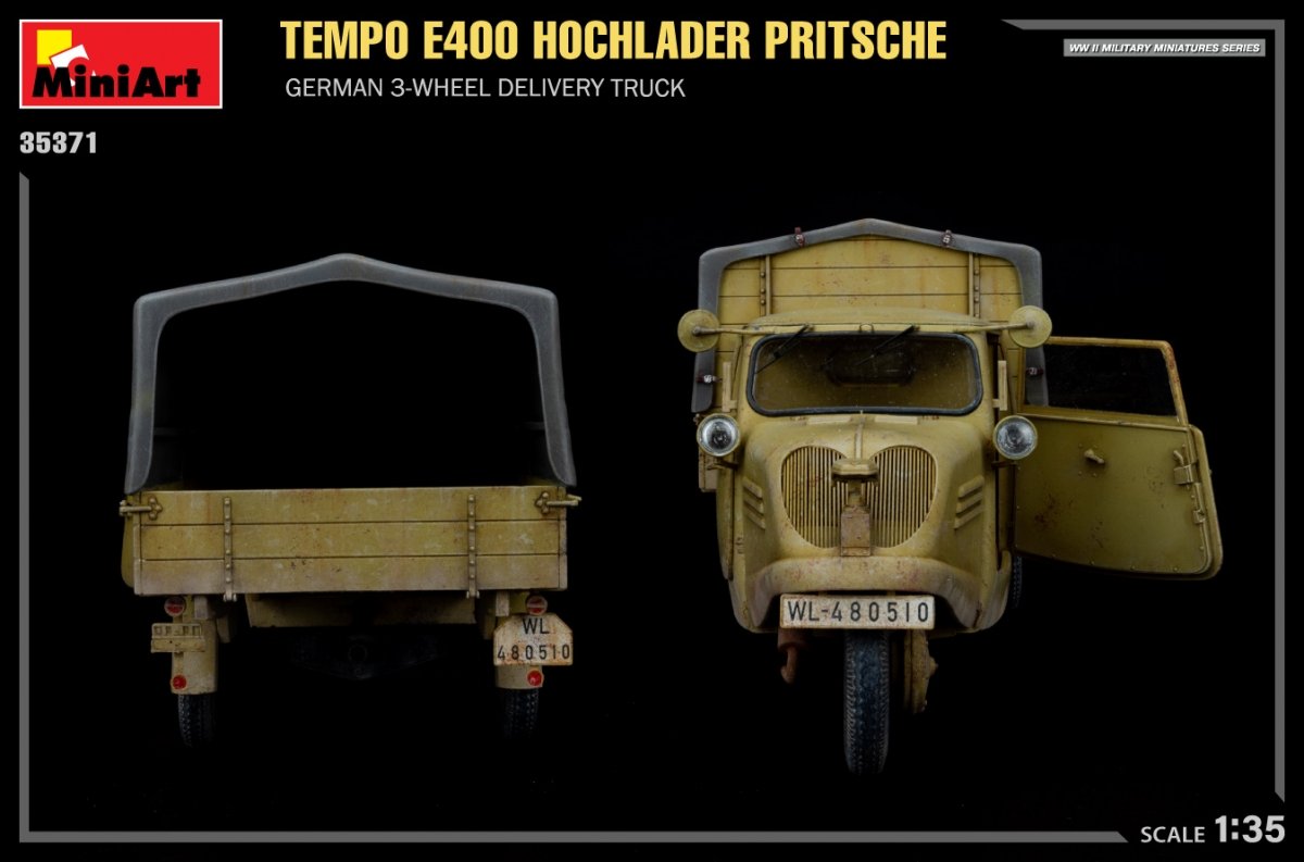 MiniArt 35371 Tempo E400 Hochlader Pritsche German 3-wheel delivery truck 1/35 – imagen 5