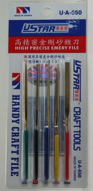 Kit de limes U-Star UA-90650 180 (5 limes diamantées, grain 180)