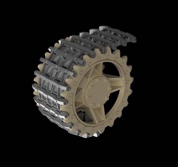 Panzer Art TR35-018 Entwicklungfahrzeug E-25 tracks + correct drive wheels 1/35 – immagine 2