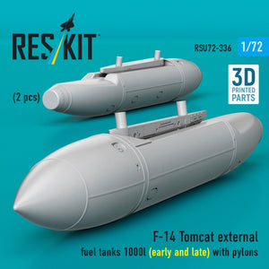 RESKIT RSU72-0336 F-14 Tomcat external fuel tanks 1000l (early and late) with pylons (2 pcs) (3D Printed) 1/72