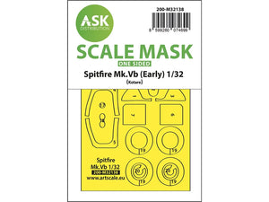 Art Scale Kit M32138 Spitfire Mk.Vb One-Sided Express Fit and Self Adhesive Mask for Kotare 1/32