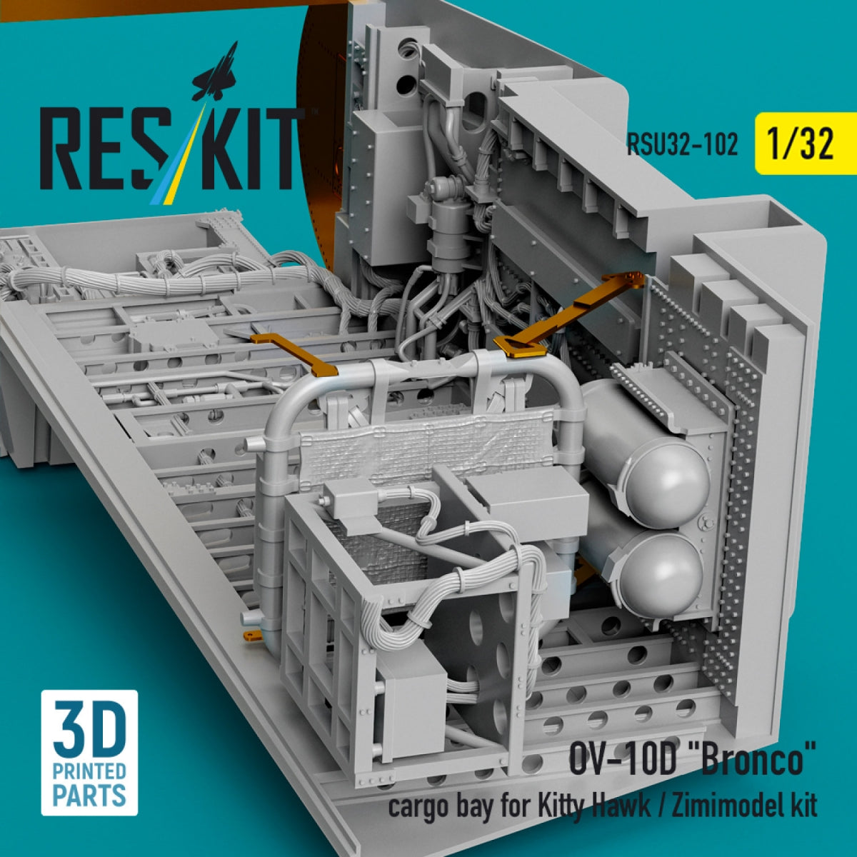 RESKIT RSU32-0102 OV-10D &amp;quot;Bronco&amp;quot; cargo bay for Kitty Hawk/Zimimodel kit (3D Printed) 1/32 – Bild 3