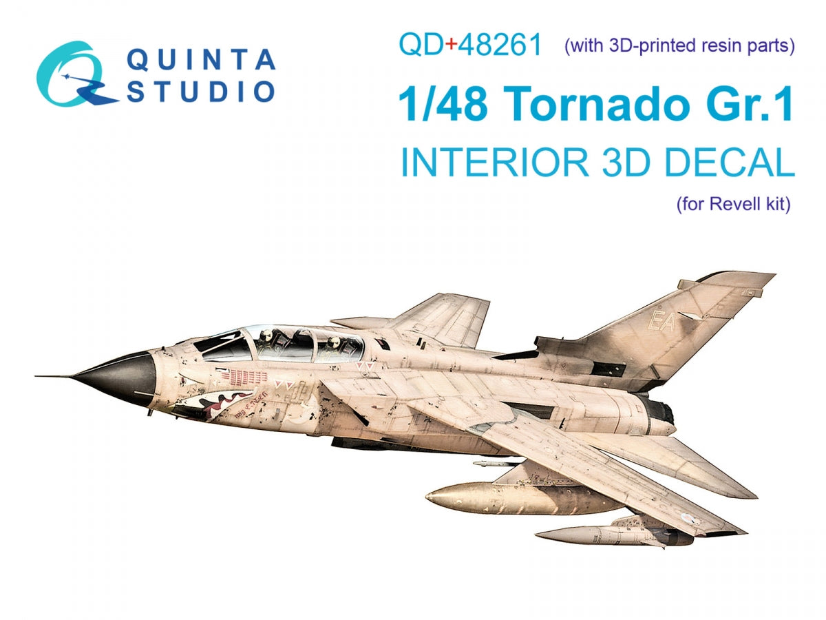 Intérieur imprimé en 3D et coloré sur papier décalcomanie (Revell) pour le Tornado GR.1 de Quinta Studio QD+48261 (avec pièces en résine imprimées en 3D) à l&amp;#39;échelle 1/48.