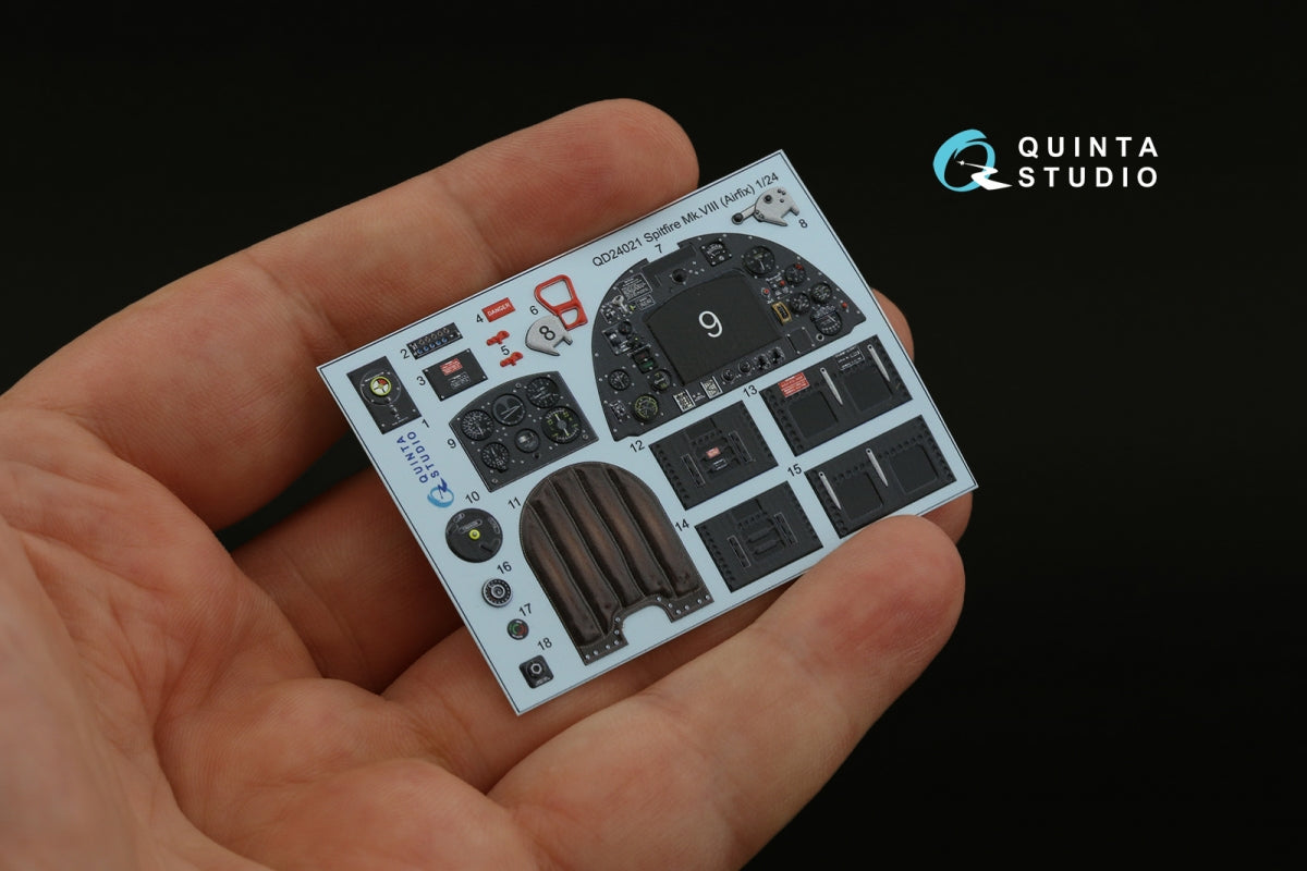 Quinta Studio QD24021 Spitfire Mk.VIII 3D-Printed &amp;amp; coloured Interior on decal paper (Airfix) 1/24 – imagen 5