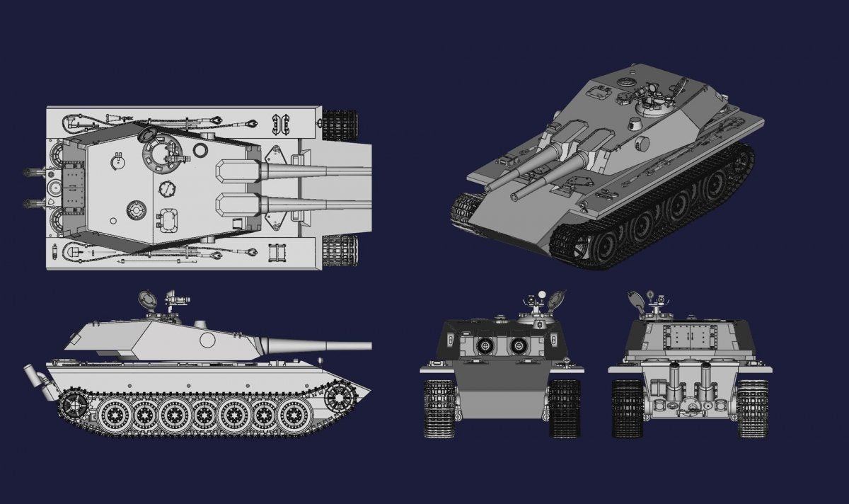 Modelcollect UA35011 Fist of war, WWII German E-60 heavy tank with twin 128mm assault guns 1/35 – zdjęcie 3