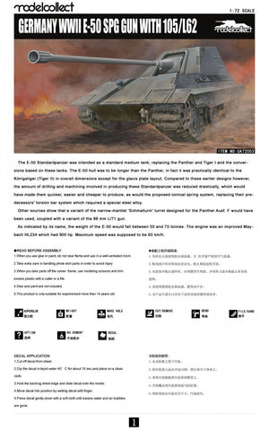 Modelcollect UA72053 Germany WWII E-50 SPG GUN with 105/L62 1/72 – imagen 2
